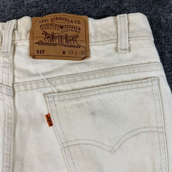 Vtg 90s Levi's 517 Bootcut Orange Tab Men's 33X32 (32X31.5) Cream Made In USA - Picture 14 of 16